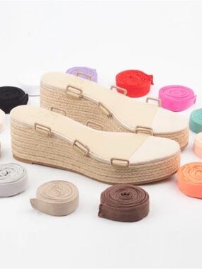 Espadrille Wedge Slide Sandals - with 13 interchangeable laces included